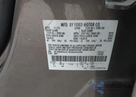 2014 Ford Edge Sel z USA, uszkodzony, nr VIN 2FMDK4JC1EBA03356